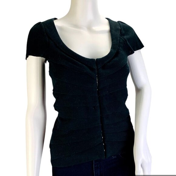 Anthropologie | Sparrow Womens Endless Pleats Cardigan Sweater Black Size S - Picture 2 of 10